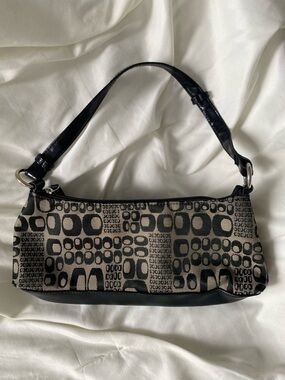 Black and Beige Patterned Shoulder Bag